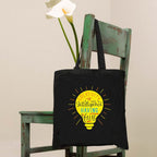 TheYaYaCafe Printed Cotton Black Tote Bag|Multipurpose bag|Lightweight