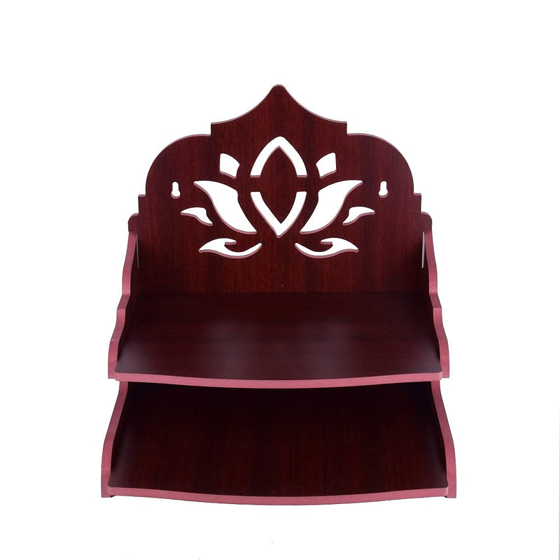 VJ Sons Wooden Wall Mounted Hanging Puja Temple Wood God Stand for Pooja Room | Mandir Devghar Stand Temple | Home Temple | Puja Mandir (Maroon)