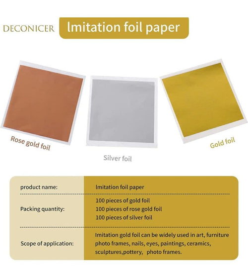 300 Imitaion Gold Leaf Sheets for Resin.3 Multi-Color Foil Sheet are Suitable for Art,Crafts,Resin,Painting. (3 Colour Gold+Silver+Copper Each Colour 100 Sheets)