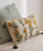 Furnistitchs Boho Rectangle Cushion Cover 12x20 inches | Handmade Decorative Throw Pillow Case | Bohemian Home Decor Sofa Bed Cushion Cover Living Room Bedroom (2, Mustard Seeds, 12x20 inches)