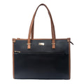 Strokes by Namrata Mehta Box Tote Bag for Women | Fits 16 Laptop | Large Tote Bag For Office Use and Work | Vegan Leather (Charcoal Caramel)