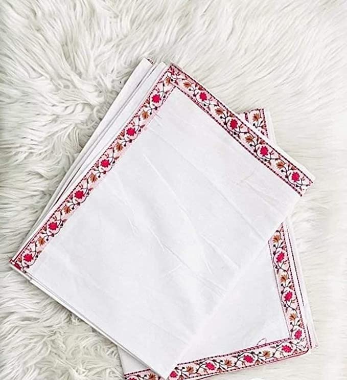 Harbell Home TC - 220 100% Pure Cotton Skin Friendly Single Bed Solid Plain with Border Coloured Top Sheet | Summer Blanket | Khes | AC Blanket | Dohar As Chaddar,Pack of 2 (White) Kafalo