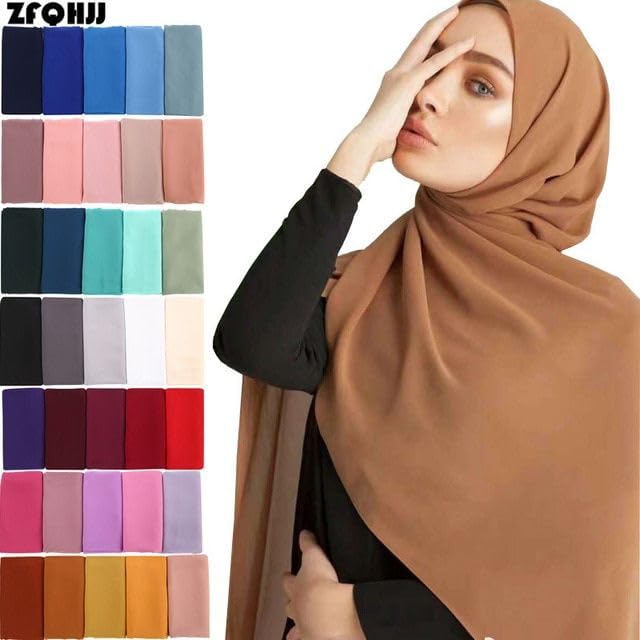 ICW Female Soft Chiffon Georgette Scarves Shawl Stoles Long Scarf Wrap Head Scarves (Pack Of 9 Set),Multicolor