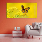 VIBECRAFTS Canvas Paintings for Living Room Drawing Room Monarch Butterfly On Yellow Flower Premium Canvas Wall Painting Fitted With Wooden Frame for Home | Office | Gift (PTVCH_2330)