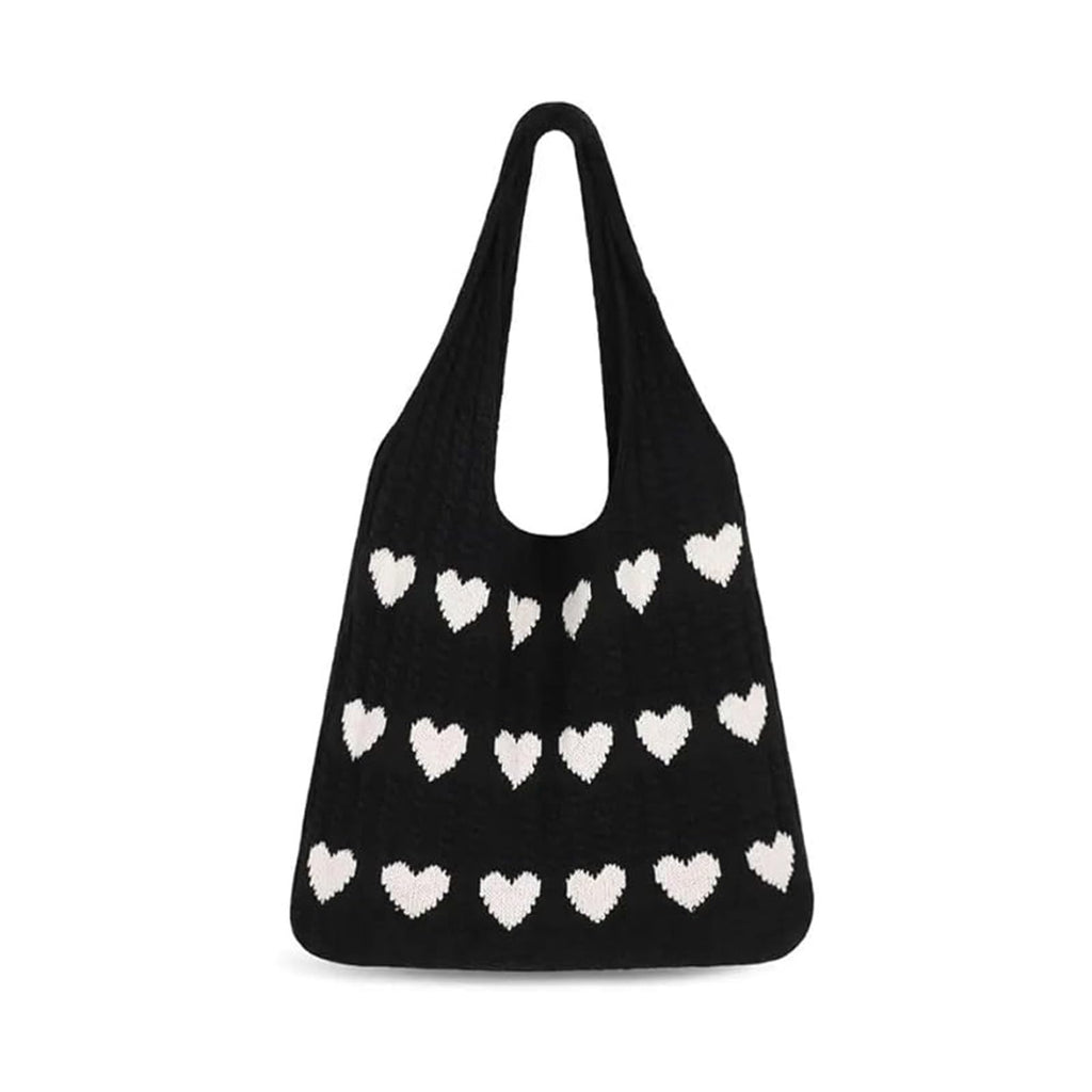KSAIBINID Beach Bag, Tote Bag For Women, Crochet Bag With Heart Design, Stylish Tote Bag For College Girls, Daily Commuting And Casual Social Gatherings, Size 37 * 35 CM