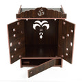 YIXT White & Black Wooden Temple with Storage | Wall Hanging & Tabletop Pooja Mandir | Home Temple for Puja Room