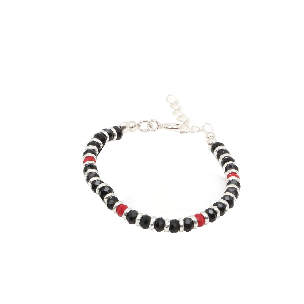 Osasbazaar Silver Nazariya Kadli Bracelet for Baby with Red and Black Beads - 90%-92.5% Pure BIS Hallmarked, Silver, Red and Black, Pack of 2