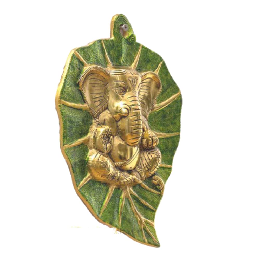 Prince Home Decor & Gifts Wall Hanging Ganesh on Leaf with Meenakari Work Decorative Showpiece