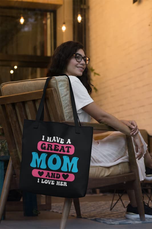 TheYaYaCafe® Mother’s Day Printed Canvas Cotton Black Tote Bag with Zipper | Gift for Mom | Lightweight & Multipurpose Shopping Bag