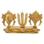 Svarup 4.25 Inch Brass Shankh Chakra Namah Diya: Gold Color Color