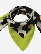 Beau Design Women's Stylish Square Polyster Trendy Digital Printed Fashion Head Neck Scarf Stole Wrap - Green Black Large 29 X 29