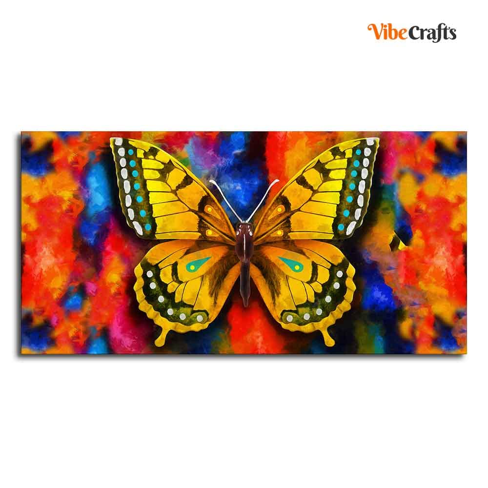 VIBECRAFTS Canvas Paintings for Living Room Drawing Room Beautiful Tiger Butterfly Premium Canvas Wall Painting Fitted With Wooden Frame for Home | Office | Gift (PTVCH_2327)