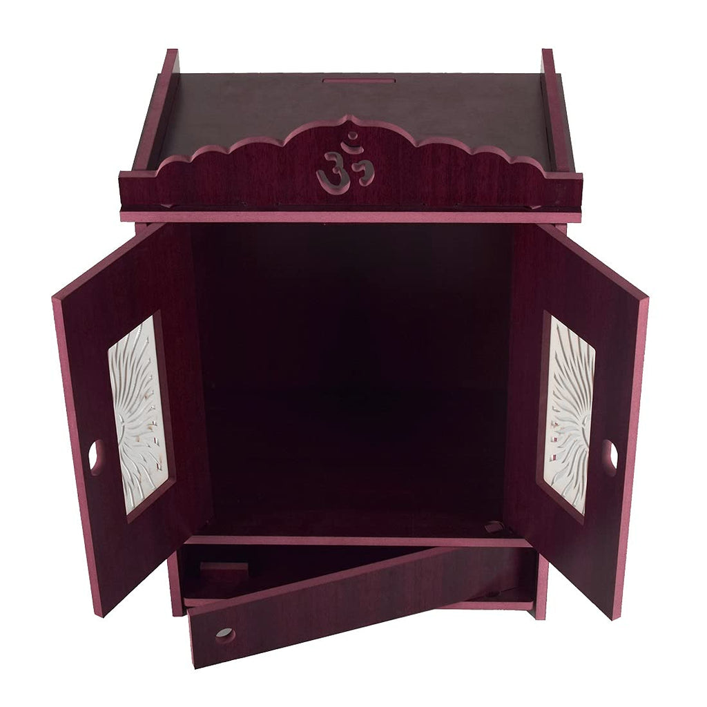 Lakhaji Christian Wooden Wall Hanging Temple for Home and Shop,Office and Home showpiece Temple (Maroon-3)