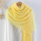 CrossKulture Crinkled PolyCotton Scarf - 180 x 90 cm Stole | PolyCotton Scarf for Summers, Head Cover for Women | Lightweight Scarf for Women (Yellow)