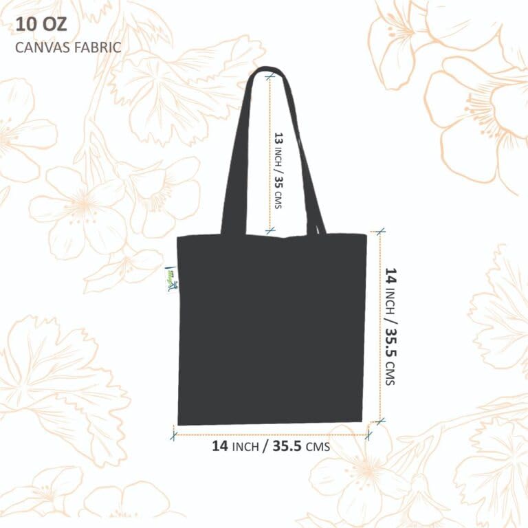 VantageKart 10 oz 16 x 16 Square Black Cotton Plain Tote Shopping Bags | Heavy Duty, Washable, Eco Friendly Canvas Tote Bag with zip – Set of 2