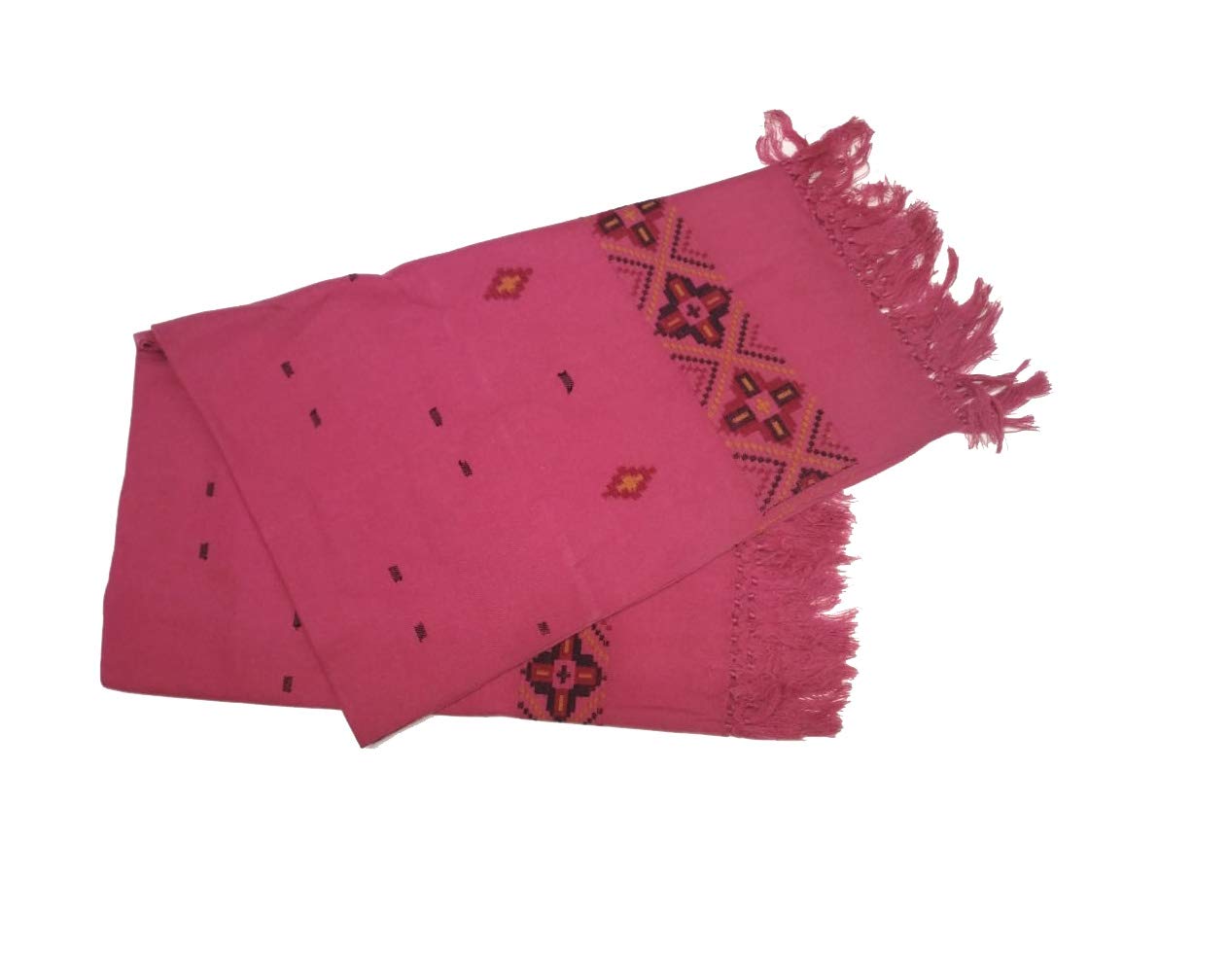 ARUNA HandWoven Kullu Woolen Shawl PINK Colored with Beautiful HandWoven Embroidery for Women and Girls