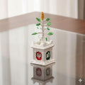 Decorative Silver Tulsi Plant for Home, Shop and Office Decor, Traditional Hindu Pooja Mandir, 14cm Height, 5x5cm Base