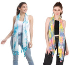 PALATT Womens and Girls Combo Scarfs and Stoles -Size 65x185cms- Soft and Comfortable Viscose Cotton Scarfs for Versatile Styling - Beaded Tassels - Durable and Long-lasting