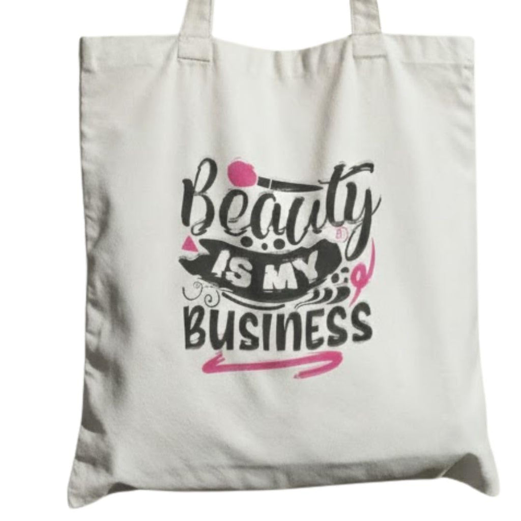 Reusable Cotton Fabric Beauty Is My Business Quote Printed Tote Bag Ideal for Travel Shopping College & Office Use