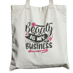 Reusable Cotton Fabric Beauty Is My Business Quote Printed Tote Bag Ideal for Travel Shopping College & Office Use