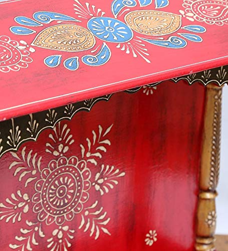 DESERT ART Multicolour Handpainted Wooden Pooja Mandir/Home Temple Without Door
