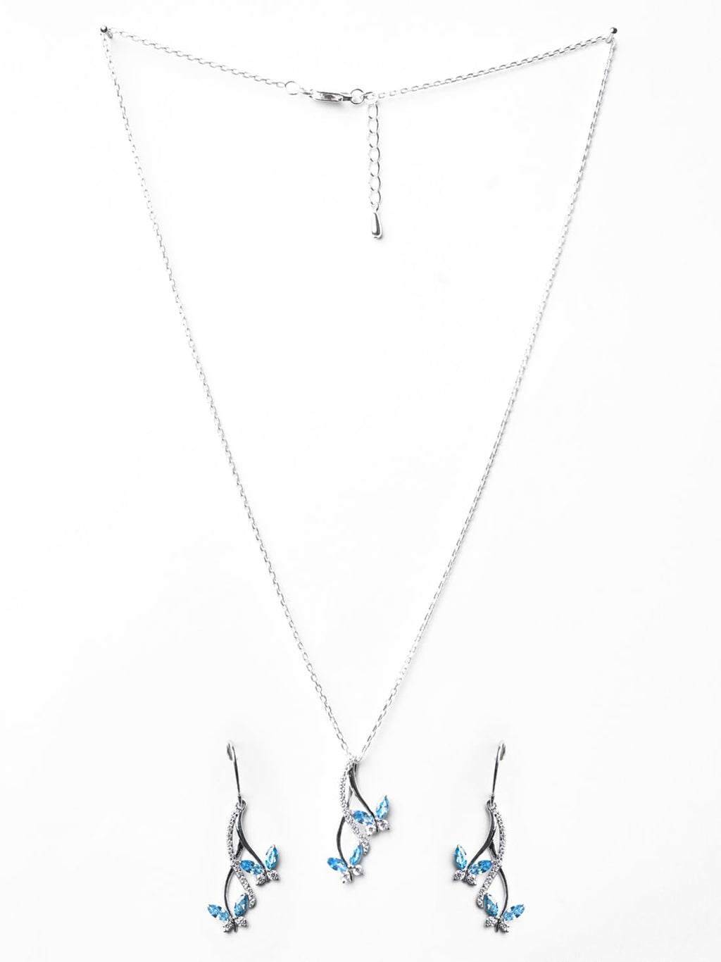 Clara 925 Sterling Silver Butterfly Pendant Earring Chain Jewellery Set