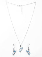 Clara 925 Sterling Silver Butterfly Pendant Earring Chain Jewellery Set