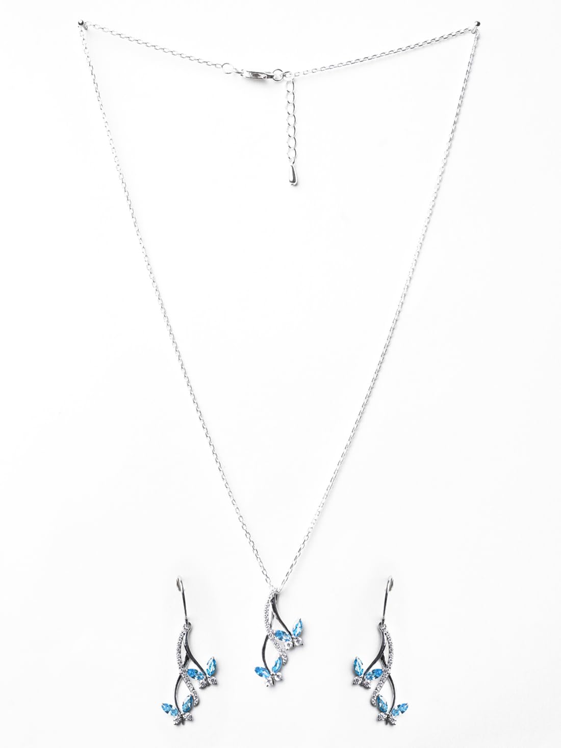 Clara 925 Sterling Silver Butterfly Pendant Earring Chain Jewellery Set