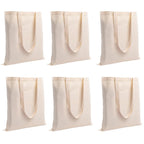 14x16 Inch Cotton Plain Tote Bag, Reusable Shopping Bag, Large Size Cotton Hand Bag For Grocery,Office,College,Travel, Beige (Pack of 6)