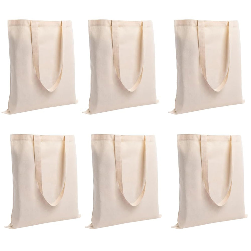 14x16 Inch Cotton Plain Tote Bag, Reusable Shopping Bag, Large Size Cotton Hand Bag For Grocery,Office,College,Travel, Beige (Pack of 6)