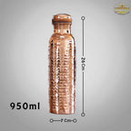 Copperika Gift Set Pure Hammered Copper Water Bottle 1000ml + Copper Glass (Pack of 2-300ml Each) Original Heavy Build |BPA Free With Ayurvedic & Other Health Benefits For Home, Office, & Travel