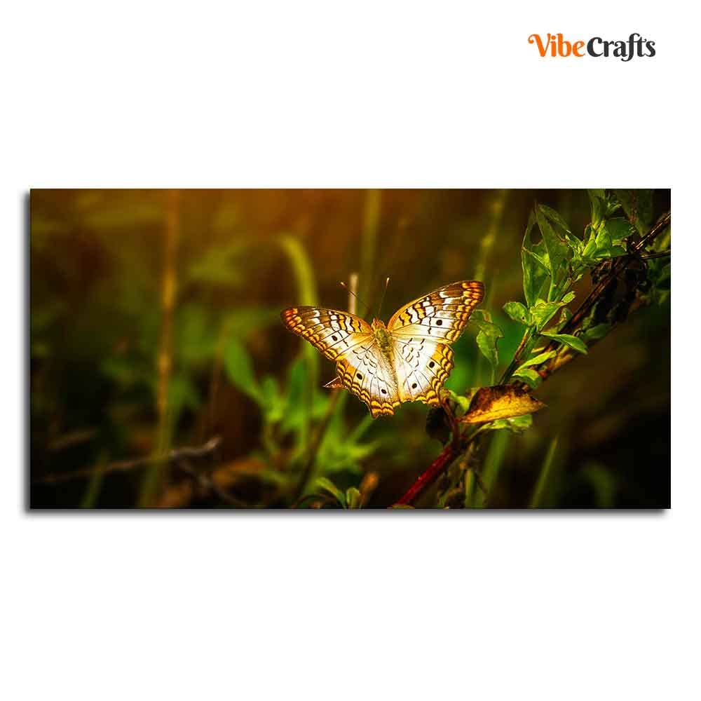 VIBECRAFTS Canvas Paintings for Living Room Drawing Room Beautiful Butterfly in Forest Premium Canvas Wall Painting Fitted With Wooden Frame for Home | Office | Gift (PTVCH_2328)