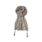 FAHABO Woven Checkered Cotton Scarf for Women with Tassels – Lightweight Hijab, Stole & Head/Neck Wrap | Size: 72 L x 32 W (Beige and Blue)
