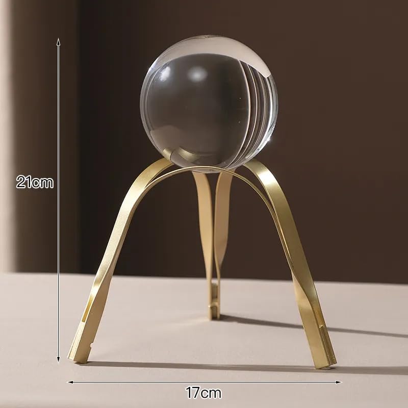 Quoreva Crystal Ball with Gold Stand – Clear Glass Sphere for Photography, Feng Shui, Meditation, and Home Décor – 21 cm Display Size