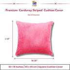 RD TREND® Cushion Cover Set of 2, Decorative Sofa Living Room Home Square Cushion Covers 16 Inch x 16 Inch, Aesthetic Corduroy Striped Double Sided (Salmon)