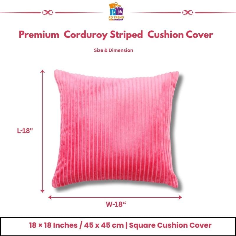RD TREND® Cushion Cover Set of 5, Decorative Sofa Living Room Home Square Cushion Covers 18 Inch x 18 Inch, Aesthetic Corduroy Striped Double Sided (Salmon, Pack of 5)