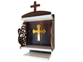 Christian Cross with Peacock, Wall Mount Golden Cross Temple, Home Mandir, Prayer Temple, God Jesus Temple, Wall Mount Mandir, White and Brown.