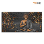 VIBECRAFTS Canvas Paintings for Living Room Drawing Room Buddha Sitting On Lotus Canvas Wall Painting Fitted With Wooden Frame For Home | Office | Living Room | Gift (PTVCH_2480)