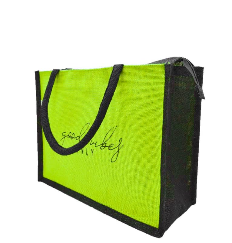 JUTEKA quote printed Jute Bag for Lunch, Office, Grocery, Picnic, Tiffin, Shopping Hand Bag with padded cotton handles…