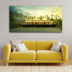 VIBECRAFTS Homcraft Canvas Paintings for Living Room Drawing Room Beautiful House Boat in Kerala Premium Wall Painting Fitted with Wooden Frame for Home|Office|Gift(PTVCH_2279)
