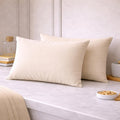 THE HOME STYLE Solid Cotton Feel Pillow Covers (18 x 28 inches, Set of 2 Pcs) | 300 TC | Super Soft & Smooth (Cream)