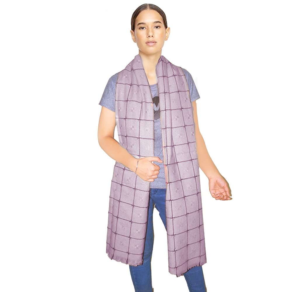 JMP Women's 100% Pure Wool Heavy Embroidery Shawl, Warm and Soft texture, Luxury Shawls, Stoles, Wraps (Grey)