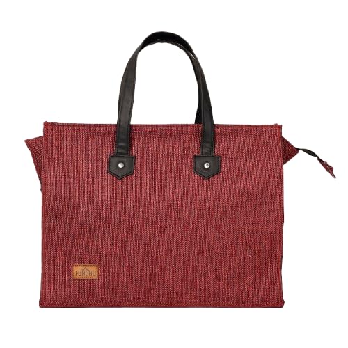 FOHOGO Jute Bag for Unisex | Lunch Bag/Tiffin Bag/Carry Bag/Jute Bag | Tote Bag for office (Maroon, Medium (14”x11”x5”))