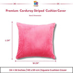 RD TREND® Cushion Cover Set of 2, Decorative Sofa Living Room Home Square Cushion Covers 24 Inch x 24 Inch, Aesthetic Corduroy Striped Double Sided (Salmon)