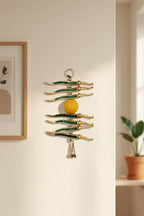 KridayKraft Gold Plated Nimbu Mirchi Hanging for Nazar Suraksha, Evil Eye Protection Decor for Home, Office, Multicolour Decorative Wall Hanging.