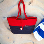 BEAUTIFUL HOMMIES Attractive Hand Bag |large Tote Bag |Summer Bag | Bucket Bag | Basket Bag | Bamboo Tote | Beach Bags for Women|Boho Bag|Handbag |Jute Bag |Handmade Bag (RED BLUE STYLISH)