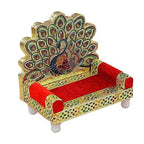 Viraaji® Wood Laddu Gopal Meenakari Singhasan for Pooja Mandir Small Size, Golden (15.5 x 10.5 x 15 cm)