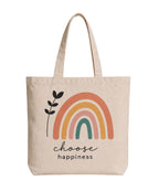 Supadaa Large Canvas Tote Bag For Women With Zipper Premium Cotton Shoulder Handbag Reusable Shopping Office College Travel Beach Grocery Bag (Rainbow)