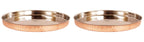 INDIAN ART VILLA Steel Copper Hammered Design Dinner Plate Thali, Dinnerware & Tableware, 12 Inch Width, Set of 2