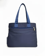 Bag-Age HB08L Large Tote Bag for Girls & Women, Handbag with Multiple Compartments, Water Resistant Shoulder Bag with Zipper & Umbrella Side Pocket for Work, Travel & Daily Use (Navy Blue)